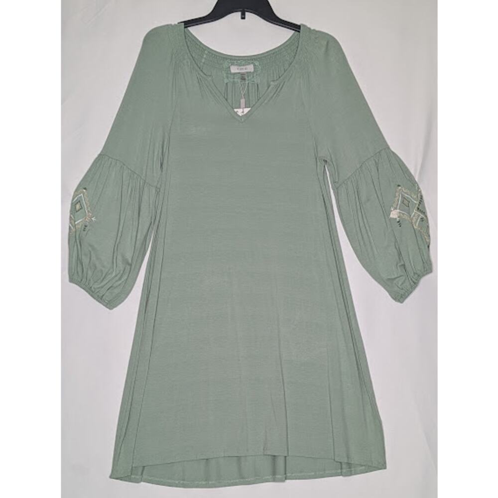 CUPIO Womens Medium Embroidered mint green Dress Vacation casual BOHO Coastal